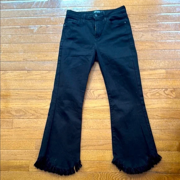 Just Black Jeans Just Black Flare Wide Leg Jeans With Fringe